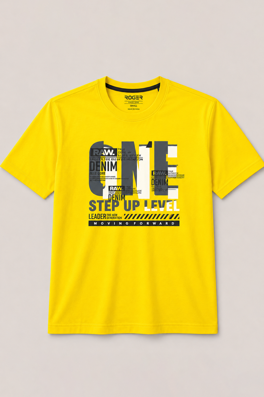 Yellow Denim One Print T-Shirt For Men