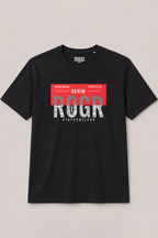 Black Denim Roger Print T-Shirt For Men