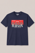 Navy Blue Denim Roger Print T-Shirt For Men