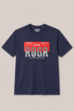 Navy Blue Denim Roger Print T-Shirt For Men
