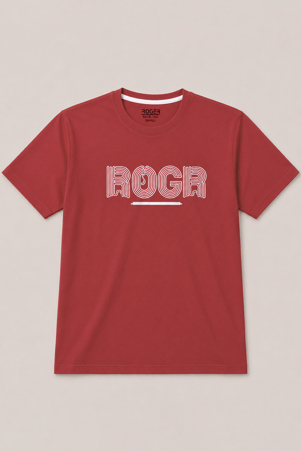 Dull Red Roger Print T-Shirt For Men