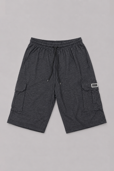 Charcoal Grey Double Pocket Shorts For Mens