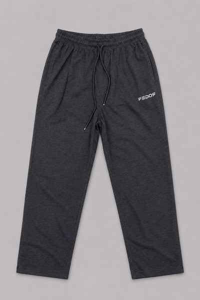 Charcoal Grey Roger Logo Print Jersy Fabric Trouser For Mens