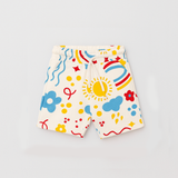WHITE SUN & FLOWERS PRINT SHORTS FOR GIRLS