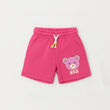 BLUSH PINK HUX BEAR PRINT SHORTS FOR GIRLS