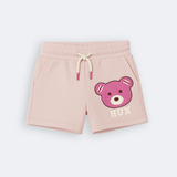 BABY PINK HUX BEAR PRINT SHORTS FOR GIRLS