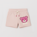 BABY PINK HUX BEAR PRINT SHORTS FOR GIRLS