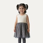 White With Blue Stars Frock For Girls ( Minor Defection )