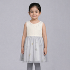 White With Golden Stars Frock For Girls ( Minor Defection )