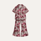 Purple Love Print Co-ord Linen Fabric Suit For Girls