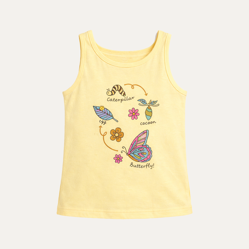 Yellow Caterpiller Print T-shirt Top For Girls Secondary image