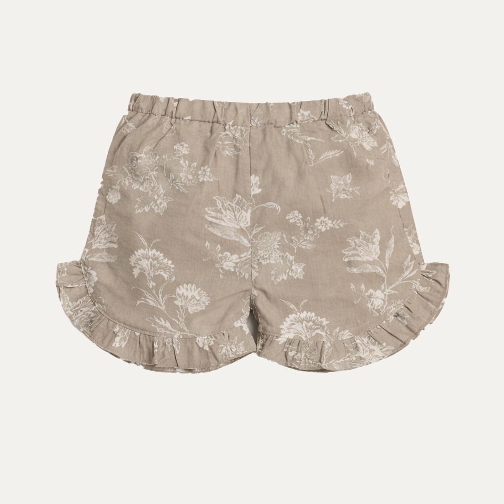 Grey Flowers Print Shorts For Girls Secondary image