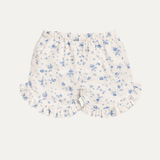 White Flowers Print Shorts For Girls