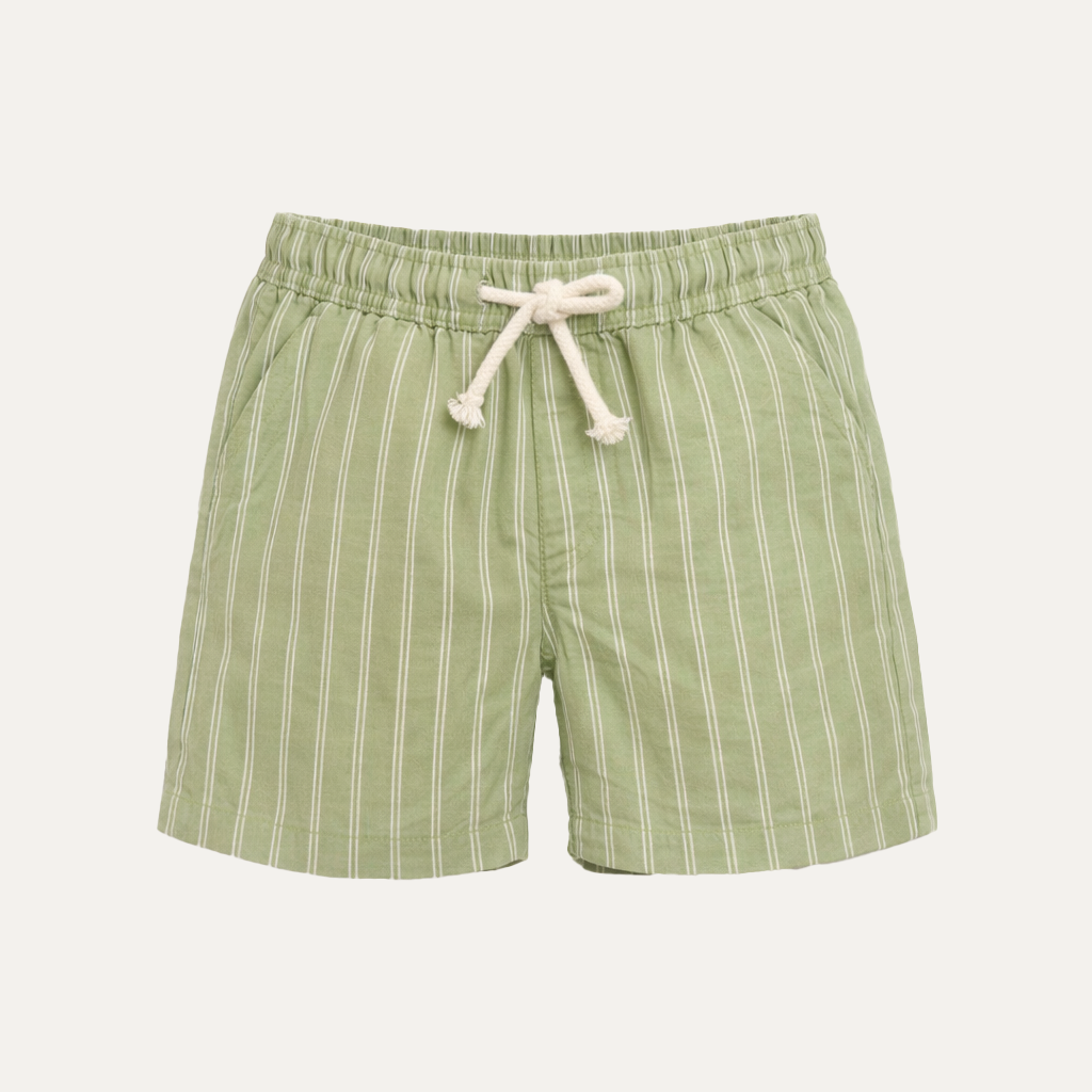 Green With White Stripes Shorts For Unisex Secondary image