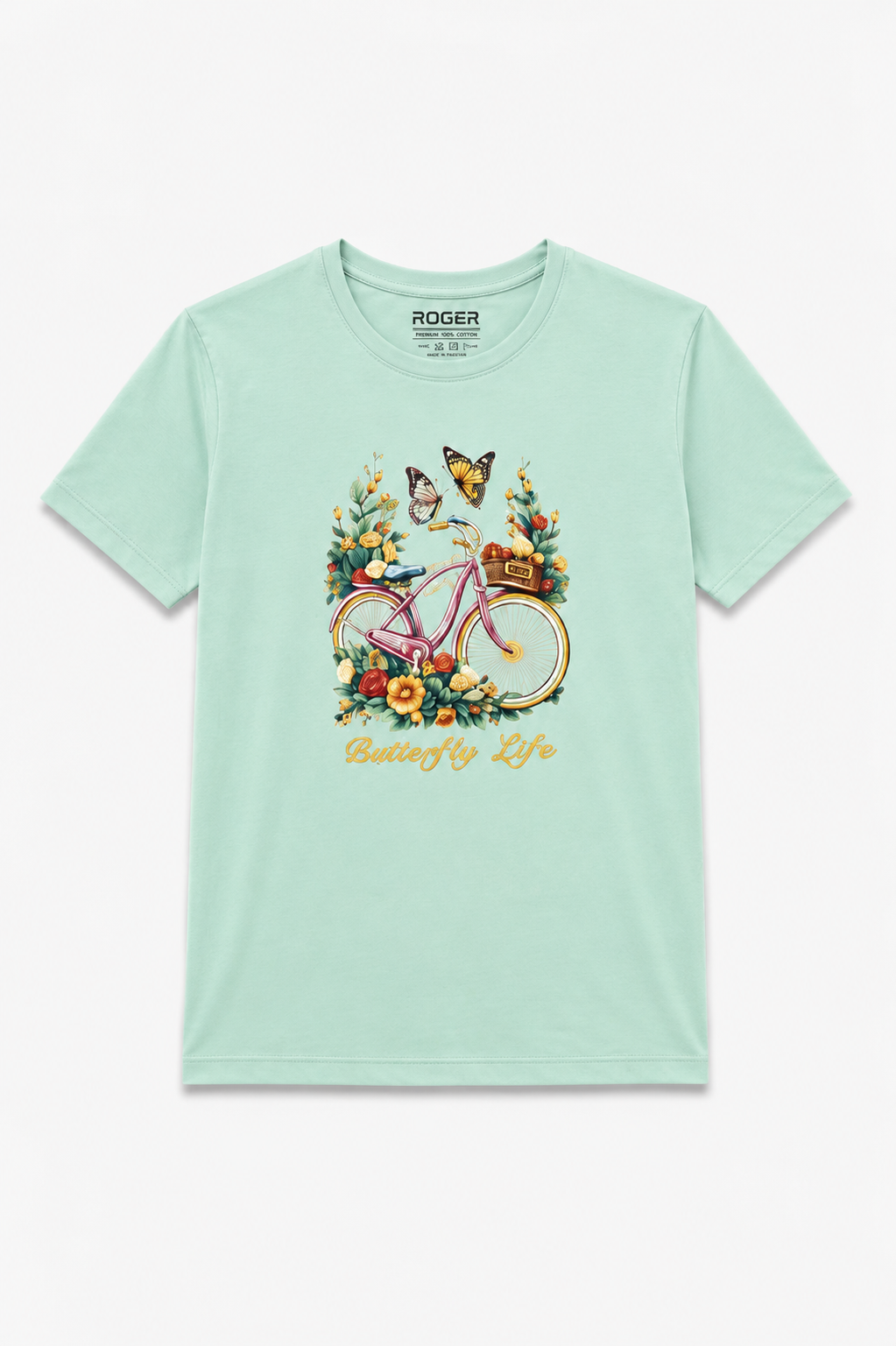 Sea Green Cycle Print T-Shirt For Women Main image
