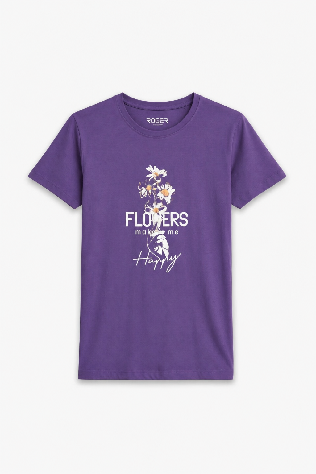 Purple Flowers Print T-Shirt For Women Main image