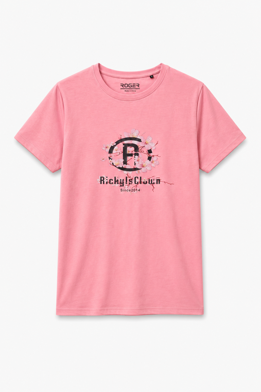Pink Flowers Print T-Shirt For Women