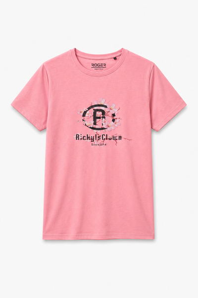 Pink Flowers Print T-Shirt For Women