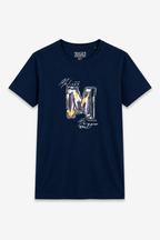 Navy Blue "M" Print T-Shirt For Women