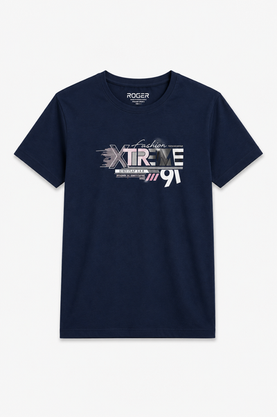 Navy Blue Xtreme Print T-Shirt For Women