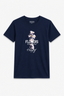 Navy Blue Flowers Print T-Shirt For Women