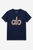 Navy Blue ALO Print T-Shirt For Women