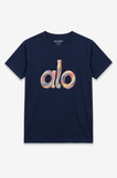 Navy Blue ALO Print T-Shirt For Women