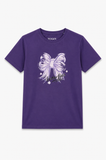 Purple Bow Butterflies Print T-Shirt For Women