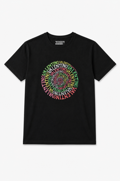 Black Valentino Print T-Shirt For Women