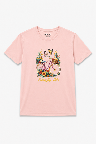 Pink Cycle Print T-Shirt For Women