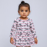 PINK & WHITE BUGS BUNNY PRINT TERRY FABRIC FROCK