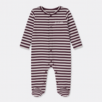 White With Purple Panda Stripes Romper For Winters