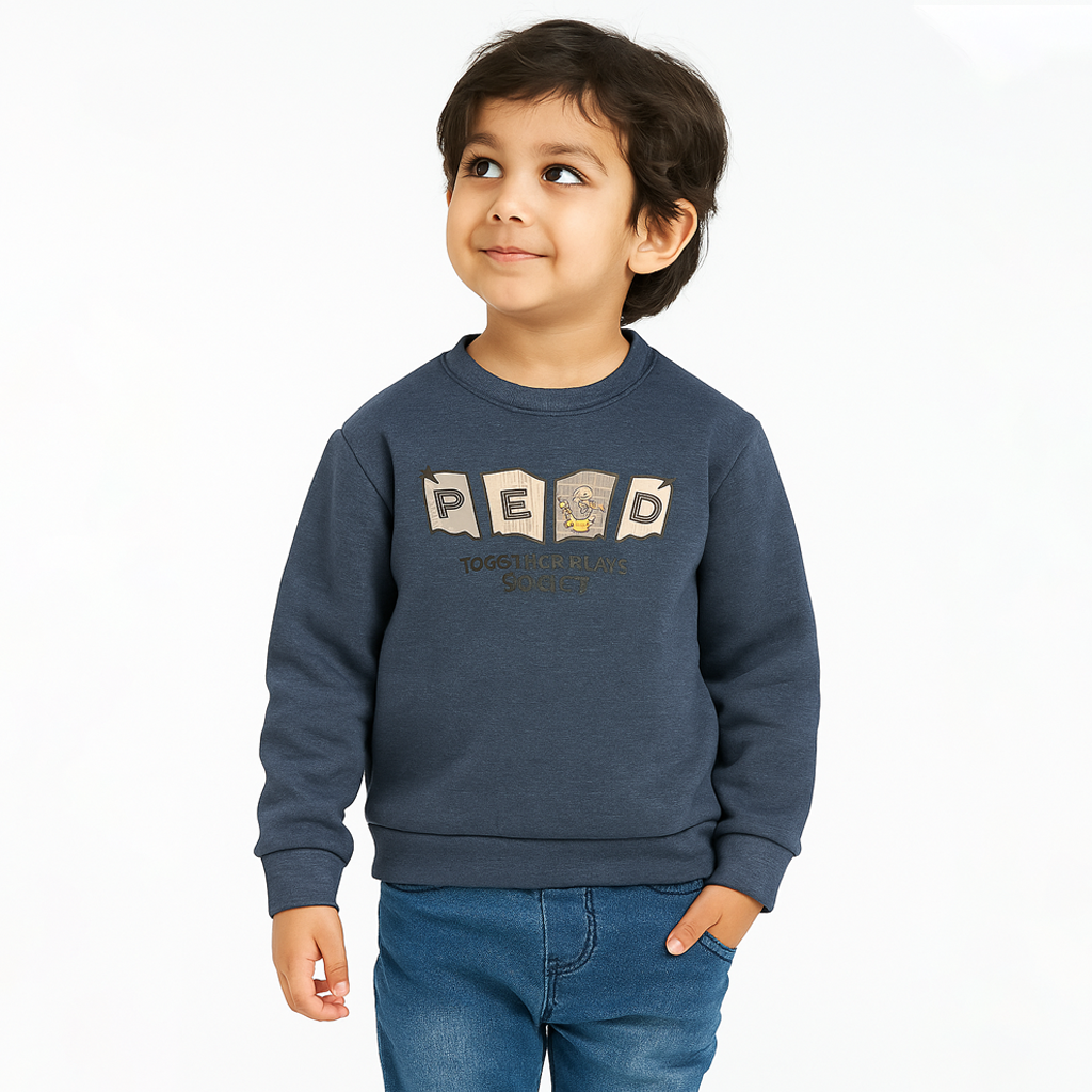 Blue Lucley Fur & Fleece Fabric Sweatshirt