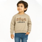 Brown Collect Fur & Fleece Fabric Sweatshirt