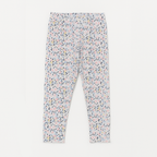 Blue Flowers Print Ribbed Pajama Trouser