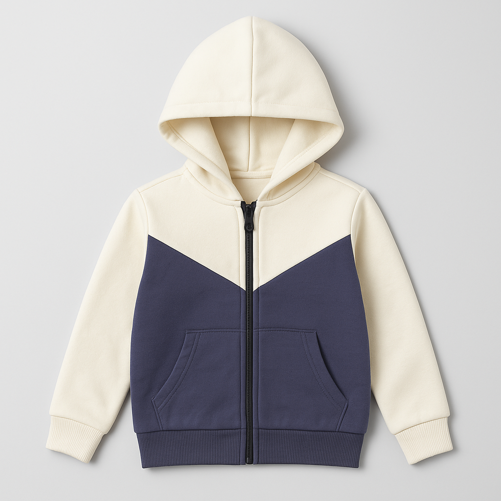 White & Blue Zipper Hoodie For Winters Secondary image