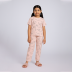 BABY PINK LINE PRINT TROUSER & SHIRT SUIT FOR GIRLS