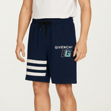 Navy Blue Givenchy Print 3 Quarter Shorts For Mens