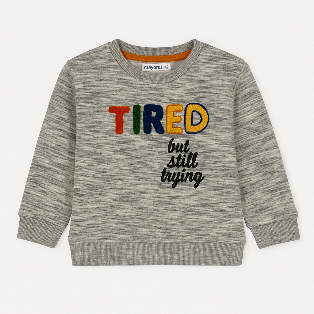 Grey Tired Fleece Fabric Sweatshirt