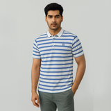 White With Blue Stripes Polo For Men