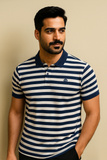 WHITE WITH GREY STRIPES POLO FOR MEN