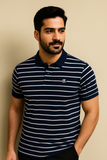 WHITE WITH NAVY BLUE STRIPES POLO FOR MEN