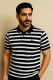 WHITE WITH BLACK BIG STRIPES POLO FOR MEN