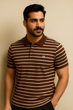 WHITE WITH BROWN STRIPES POLO FOR MEN