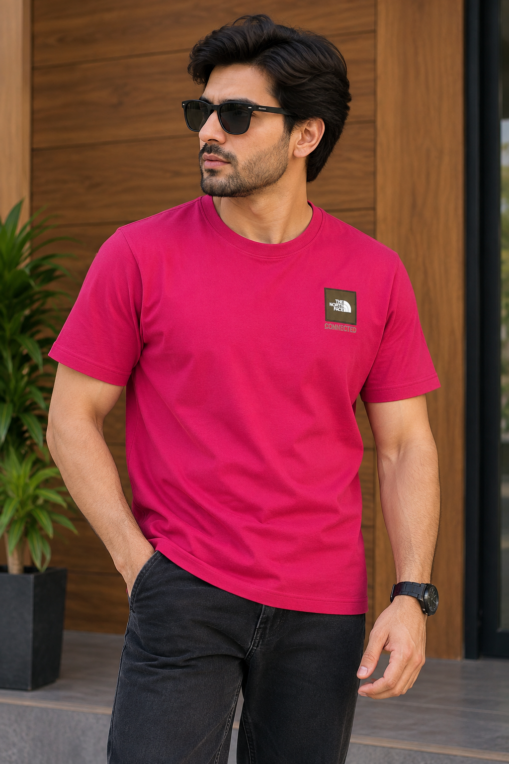 Pink Contructed Relax Fit Tees
