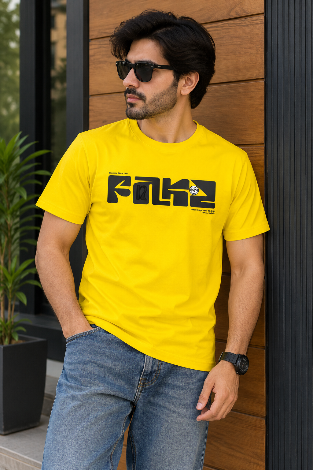 Yellow Fnkr Relax Fit Tees