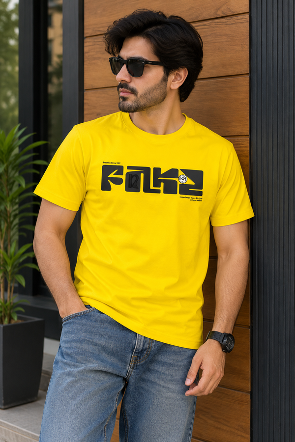 Yellow Fnkr Relax Fit Tees
