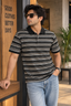 Multi Stripes Black Collar Polo