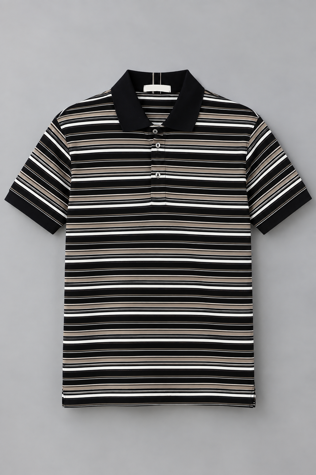 Multi Stripes Black Collar Polo