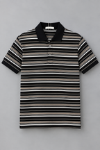 Multi Stripes Black Collar Polo